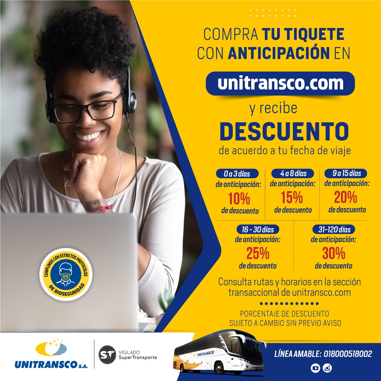 COMPRA CON ANTICIPACIÓN Y RECIBE HASTA EL 30% DE DESCUENTO | Pasajes | | Unitransco | Colombia